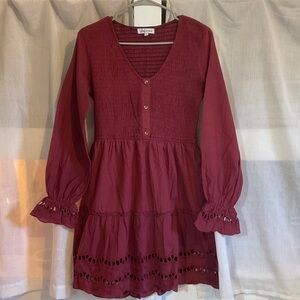 Avenue Maroon Long Sleeve juniors dress small